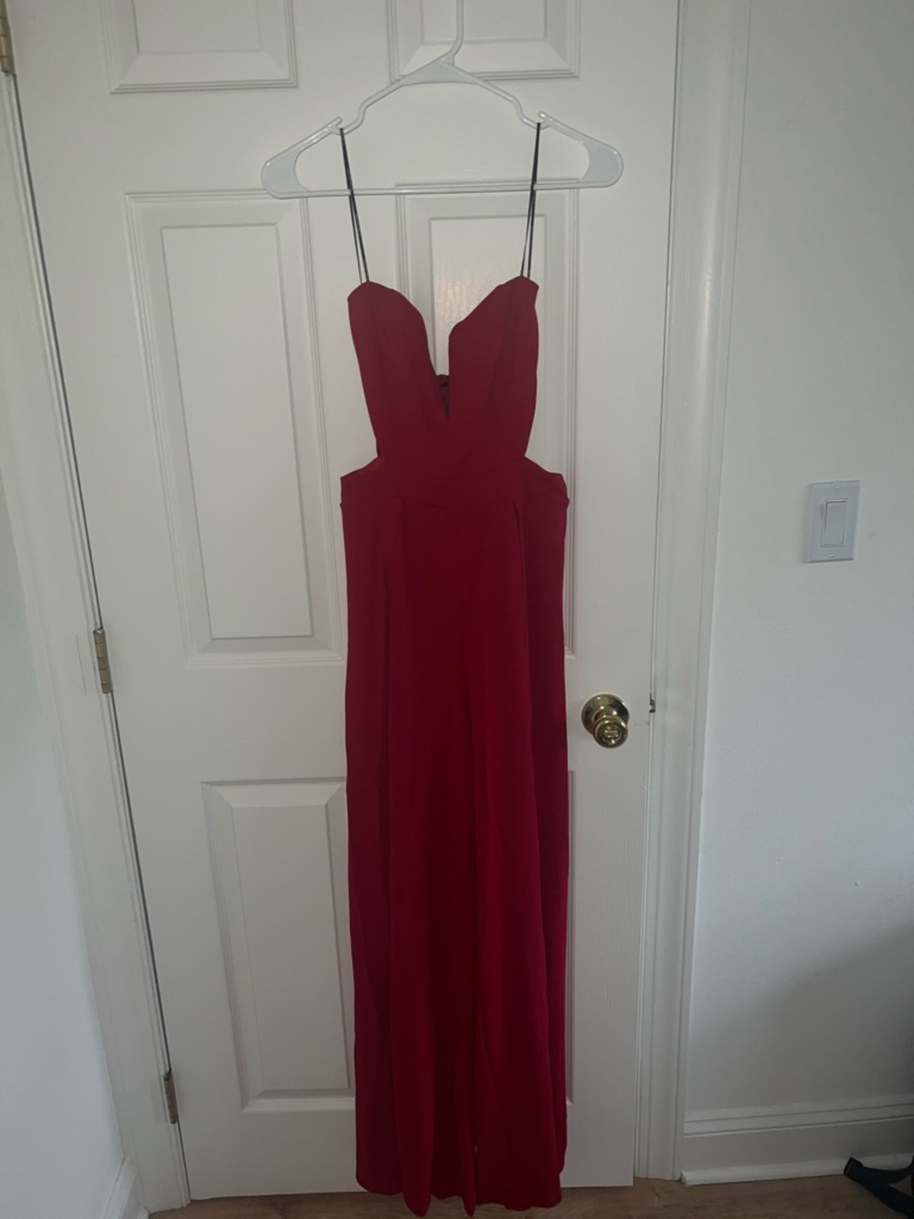 Red Strap- less Jumpsuit - Elegant Evening Wear